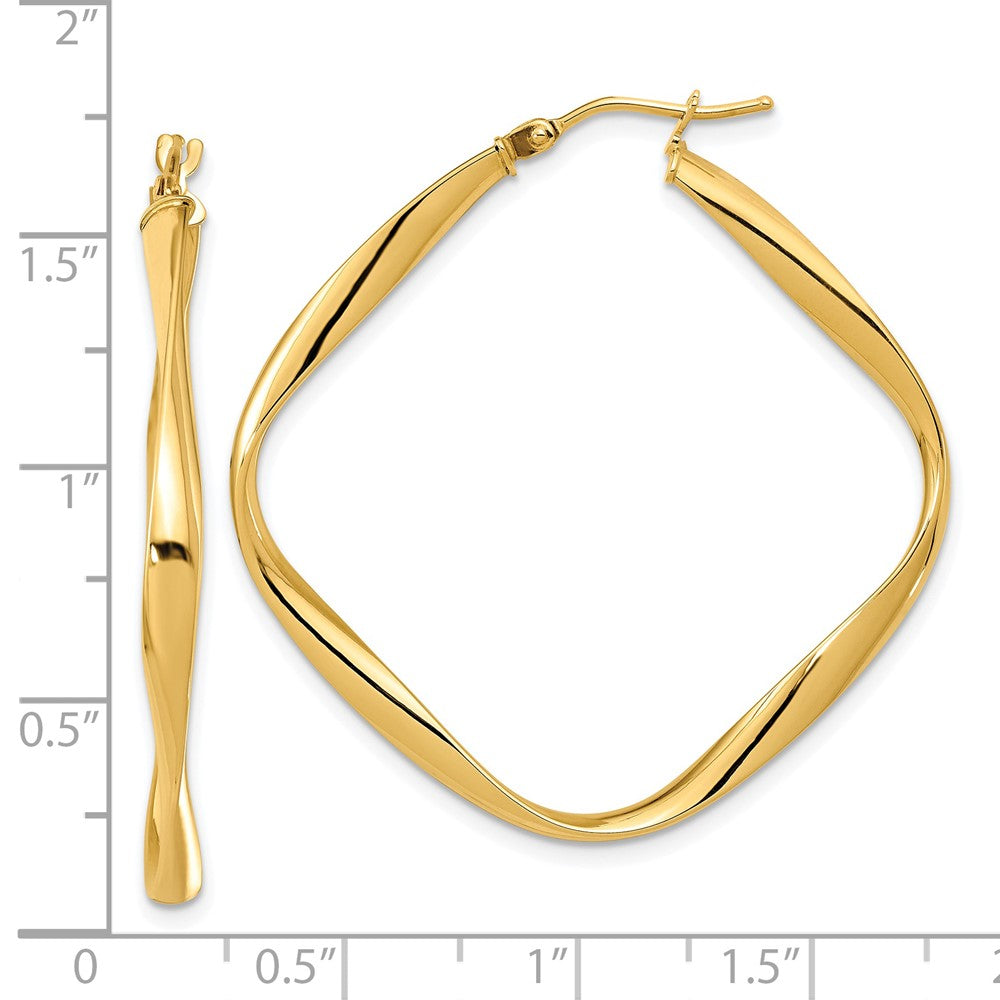 FJC Finejewelers 14 kt Yellow Gold Polished Twisted Square Hoop Earrings 40 mm x 38 mm