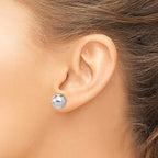 FJC Finejewelers 14 kt White Gold Bright Cut Polished 10mm Button Post Earrings 9.9 mm x 9.9 mm