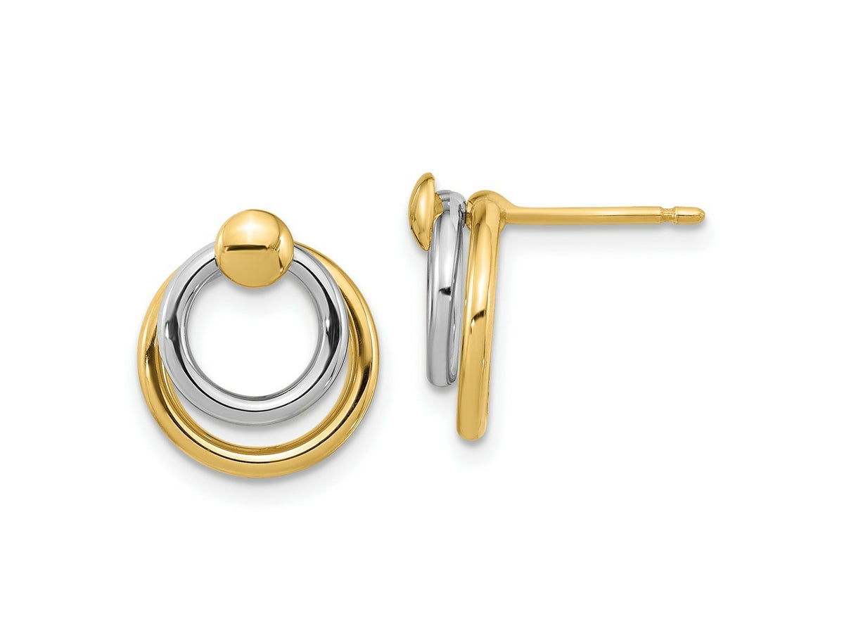 FJC Finejewelers 14 kt Two Tone Gold Two-tone Polished Post Dangle Earrings 13 mm x 11 mm