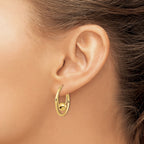 FJC Finejewelers 14 kt Yellow Gold Bright Cut Polished Textured with 6mm Ball Hoop Earrings 22 mm x 22 mm