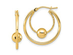 FJC Finejewelers 14 kt Yellow Gold Bright Cut Polished Textured with 6mm Ball Hoop Earrings 22 mm x 22 mm