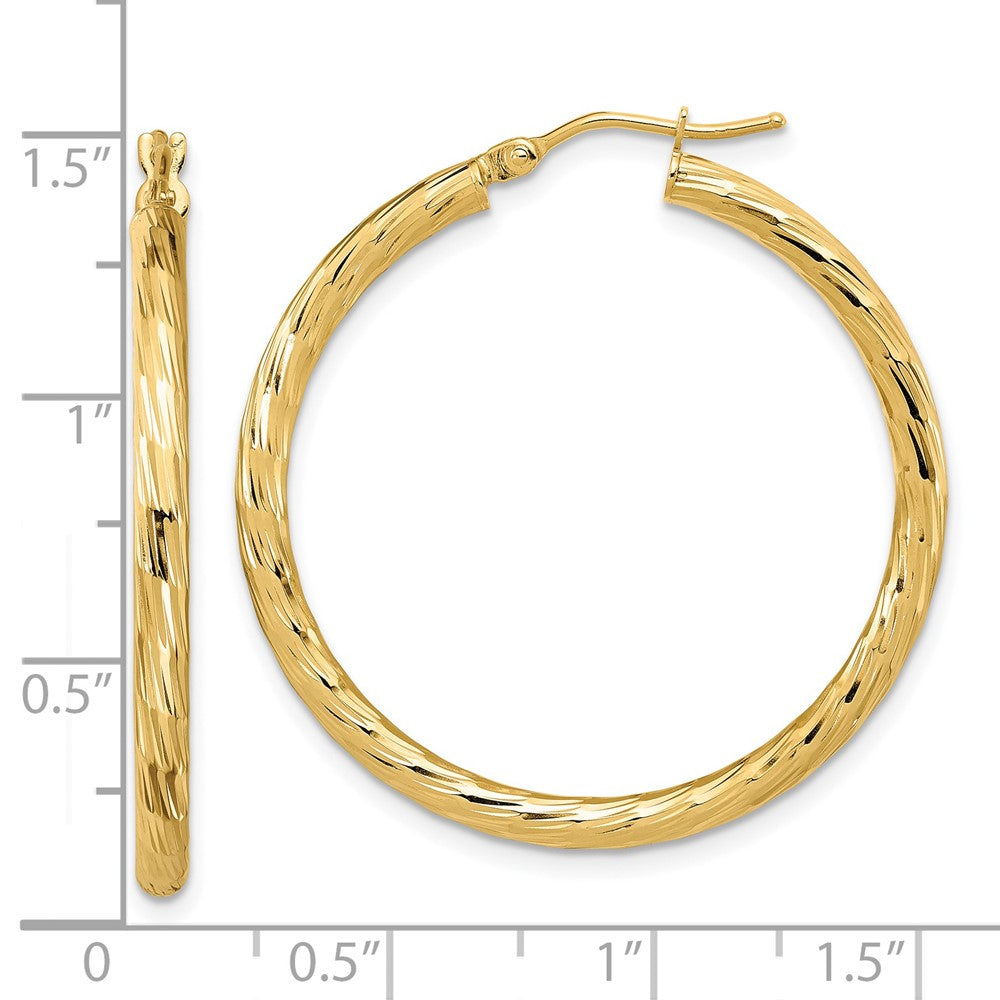 FJC Finejewelers 14 kt Yellow Gold Polished Bright Cut Hoop Earrings 34 mm x 33 mm