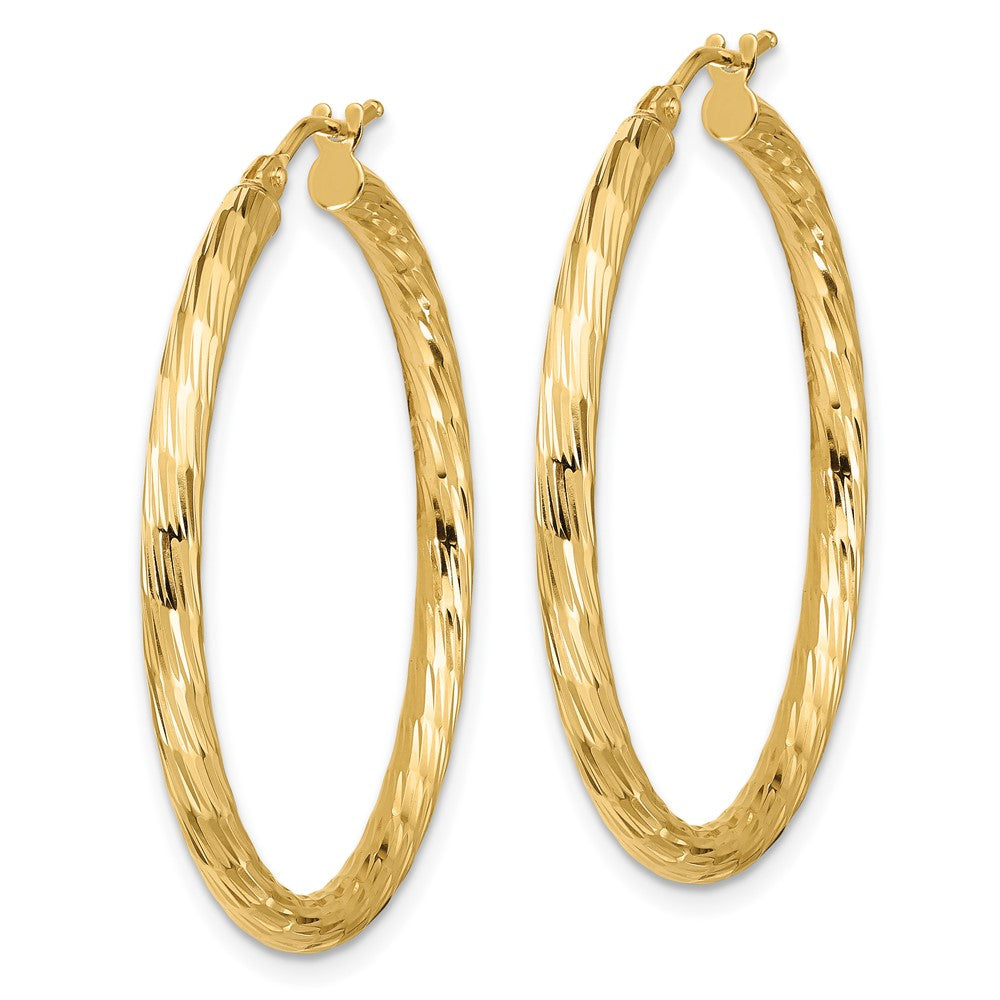 FJC Finejewelers 14 kt Yellow Gold Polished Bright Cut Hoop Earrings 34 mm x 33 mm