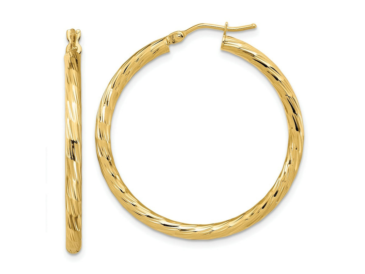 FJC Finejewelers 14 kt Yellow Gold Polished Bright Cut Hoop Earrings 34 mm x 33 mm