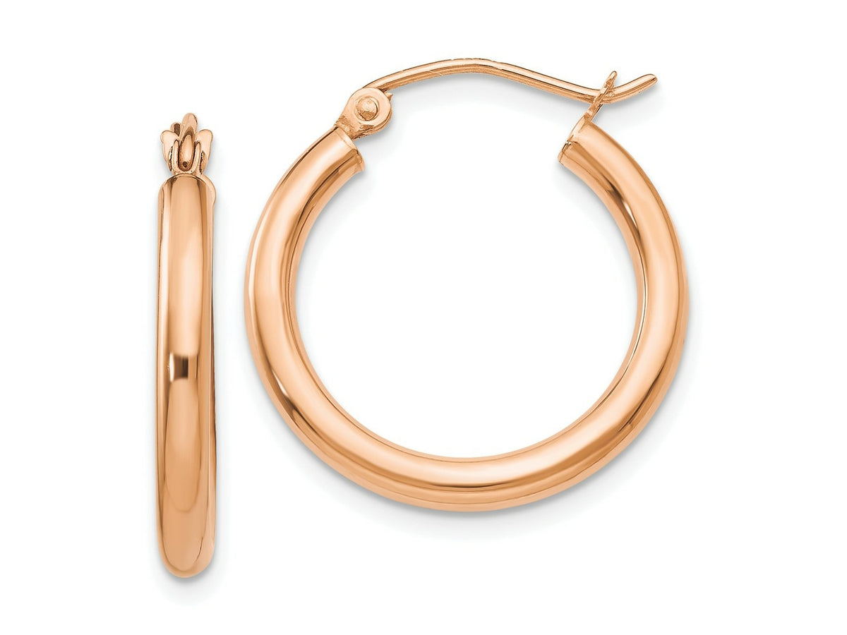 FJC Finejewelers 14 kt Rose Gold Polished 2.5mm Lightweight Tube Hoop Earrings
