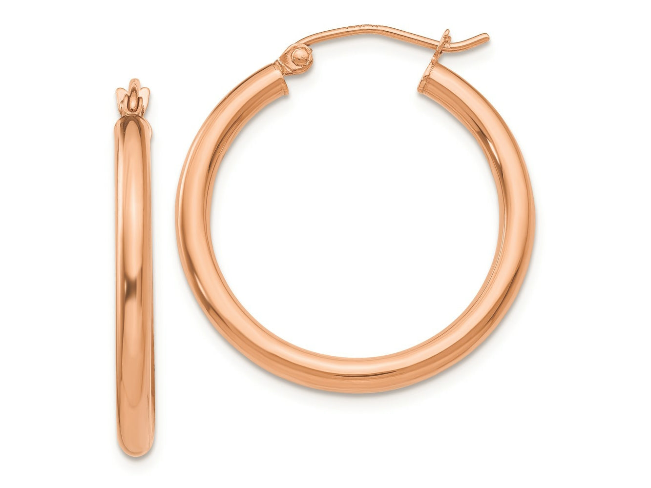 FJC Finejewelers 14 kt Rose Gold Hoops Polished 2.5mm Lightweight Tube Hoop Earrings