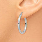 FJC Finejewelers 14 kt White Gold Polished 2.5mm Light weight Tube Hoop Earrings