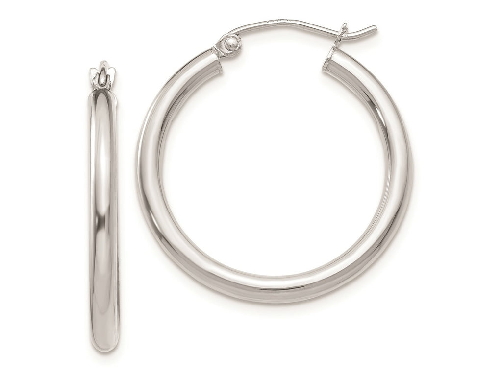 FJC Finejewelers 14 kt White Gold Polished 2.5mm Light weight Tube Hoop Earrings