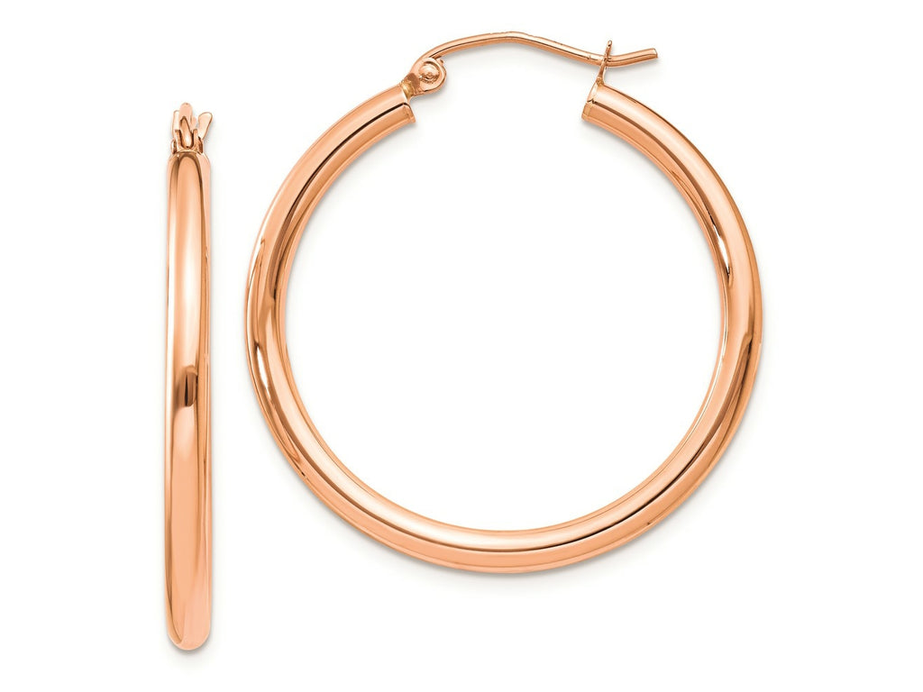 FJC Finejewelers 14 kt Rose Gold Polished Lightweight  2.5mm Tube Hoop Earrings