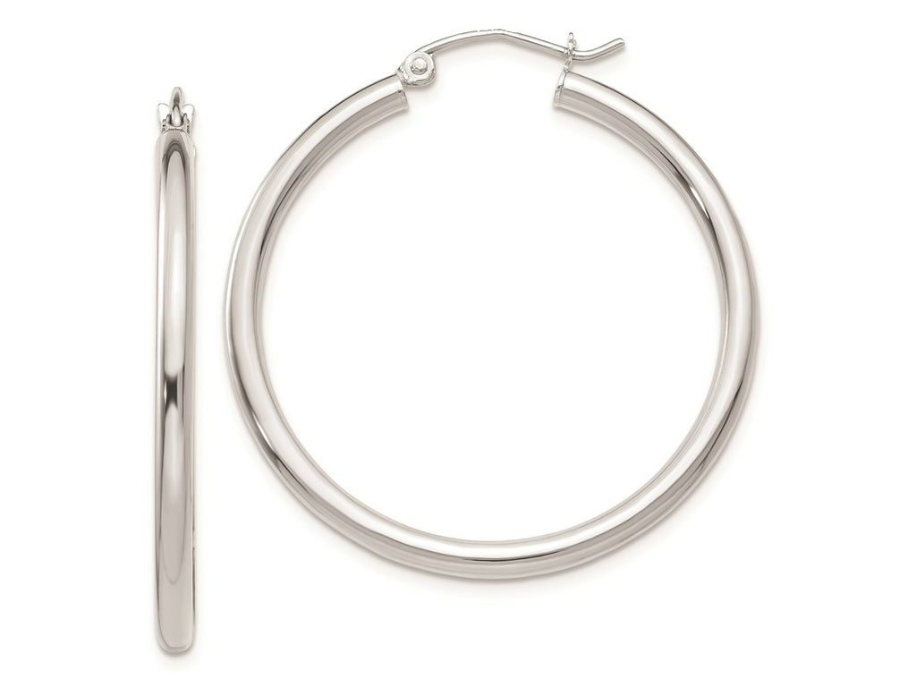 FJC Finejewelers 14 kt White Gold Hoops Polished 2.5mm Lightweight Tube Hoop Earrings