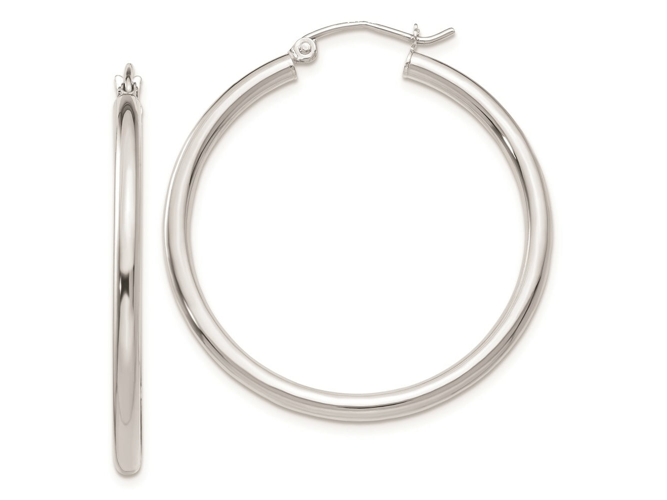 FJC Finejewelers 14 kt White Gold Hoops Polished 2.5mm Lightweight Tube Hoop Earrings