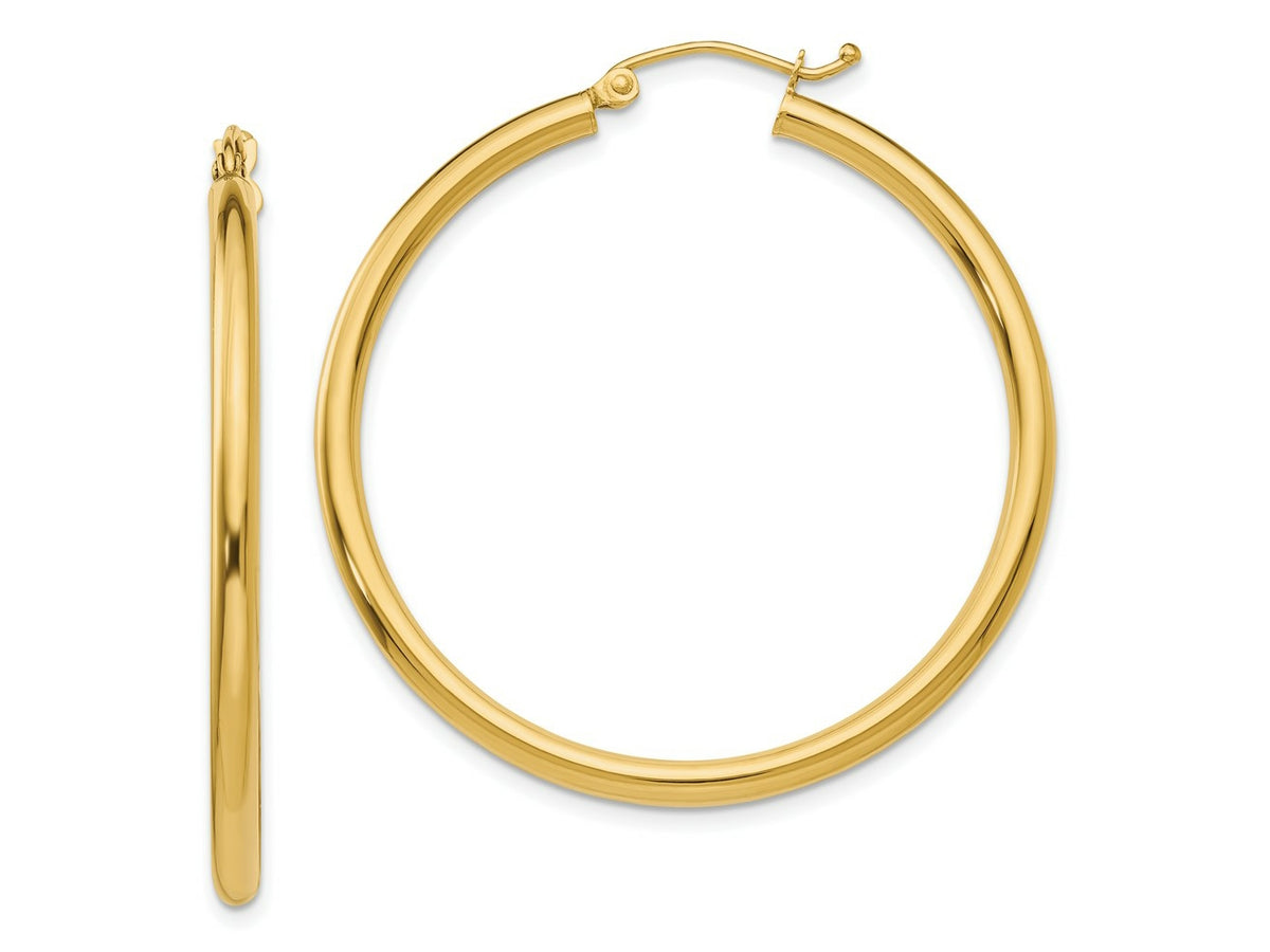 FJC Finejewelers 14 kt Yellow Gold Polished 2.5mm Lightweight Tube Hoop Earrings
