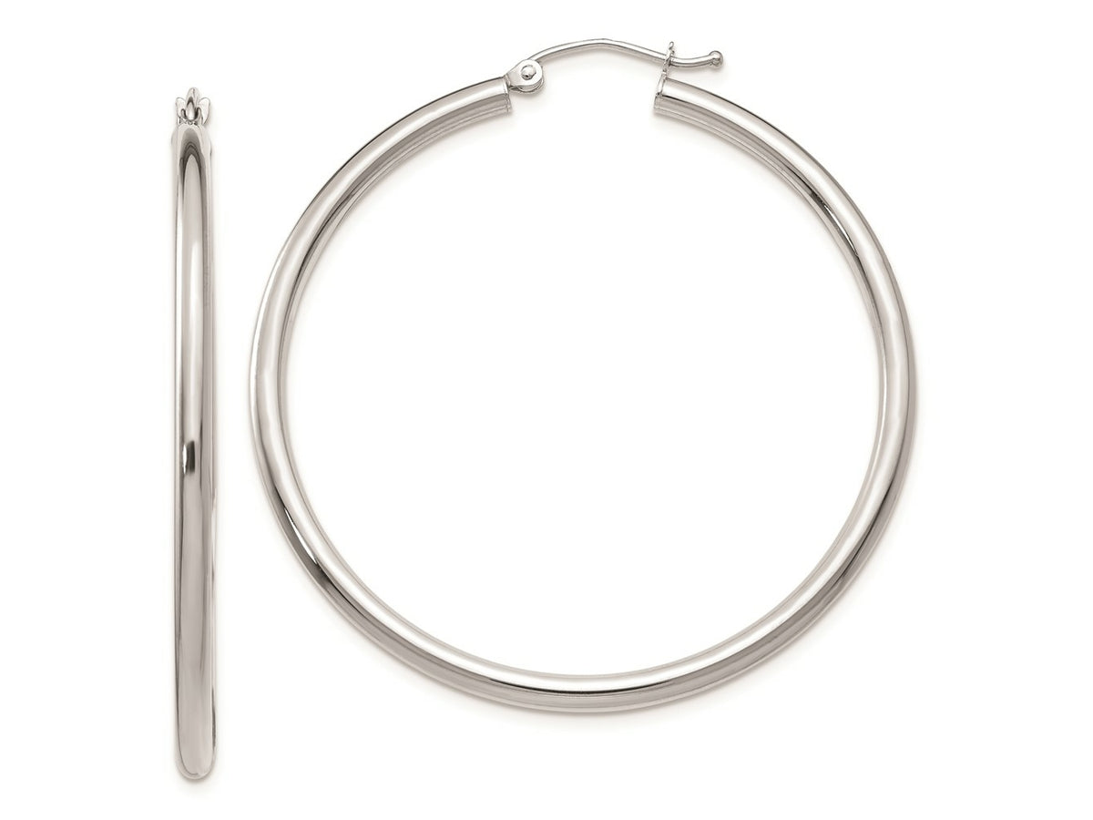 FJC Finejewelers 14 kt White Gold Polished 2.5mm Lightweight Tube Hoop Earrings