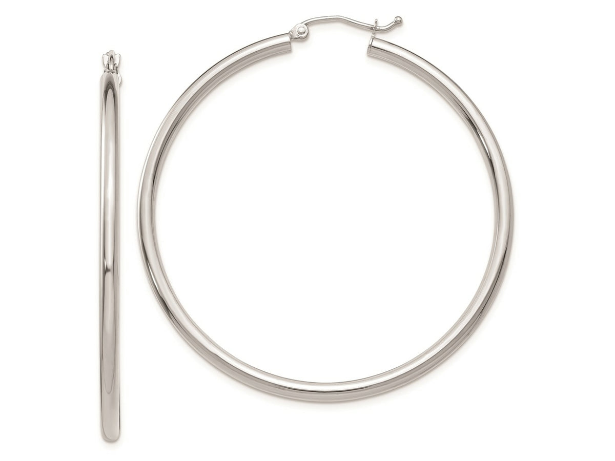 FJC Finejewelers 14 kt White Gold Polished Hoops 2.5mm Lightweight Tube Earrings