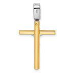 FJC Finejewelers 14 kt Two Tone Gold Fancy Polished Crucifix Cross Charm 33 x 17 mm