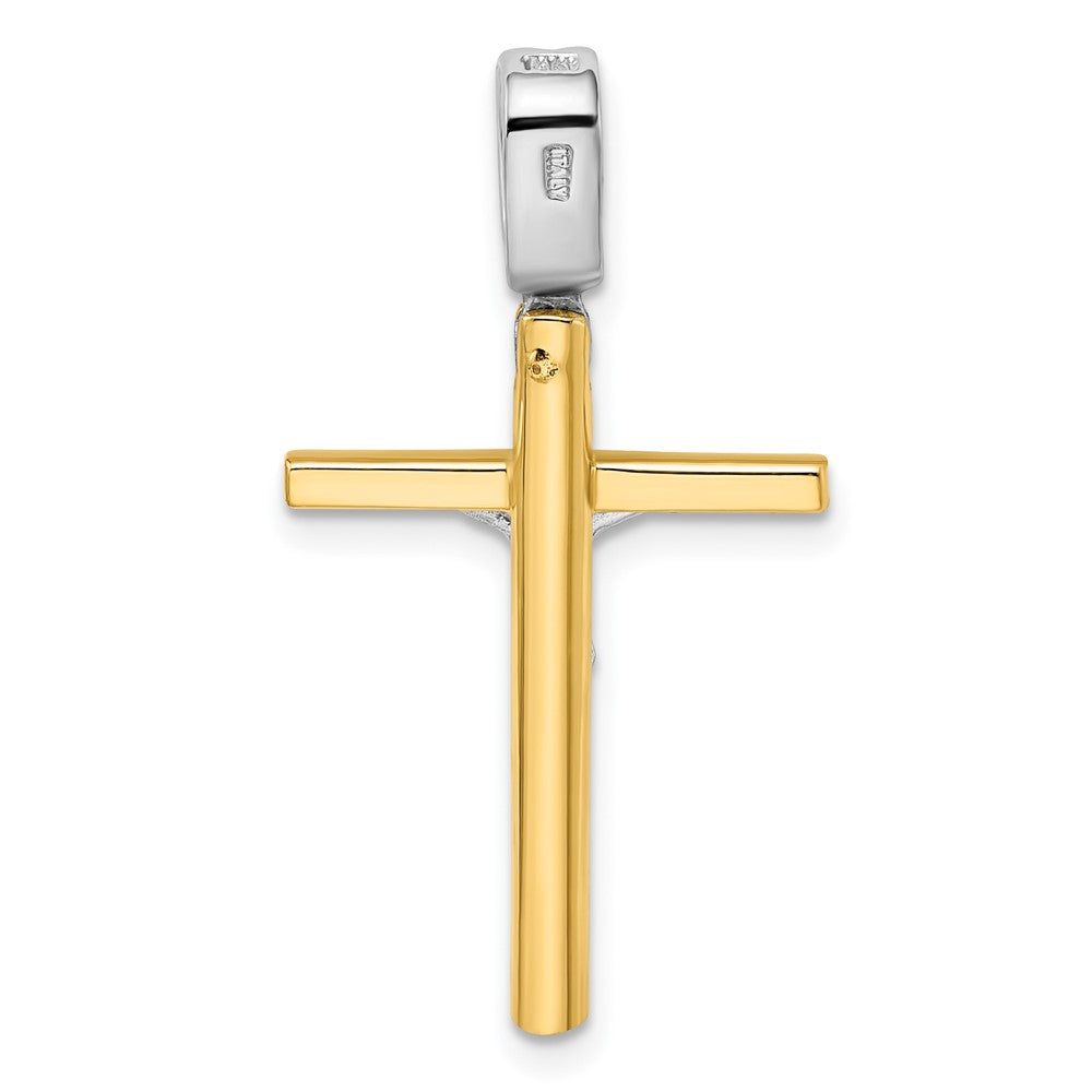 FJC Finejewelers 14 kt Two Tone Gold Fancy Polished Crucifix Cross Charm 33 x 17 mm