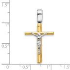 FJC Finejewelers 14 kt Two Tone Gold Fancy Polished Crucifix Cross Charm 33 x 17 mm