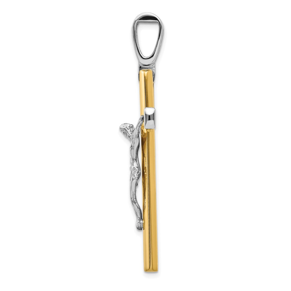 FJC Finejewelers 14 kt Two Tone Gold Fancy Polished Crucifix Cross Charm 51 x 27 mm