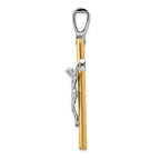 FJC Finejewelers 14 kt Two Tone Gold Fancy Polished Crucifix Cross Charm 51 x 27 mm