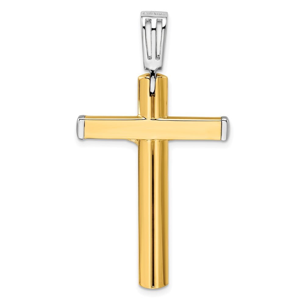FJC Finejewelers 14 kt Two Tone Gold Fancy Polished Crucifix Cross Charm 51 x 27 mm