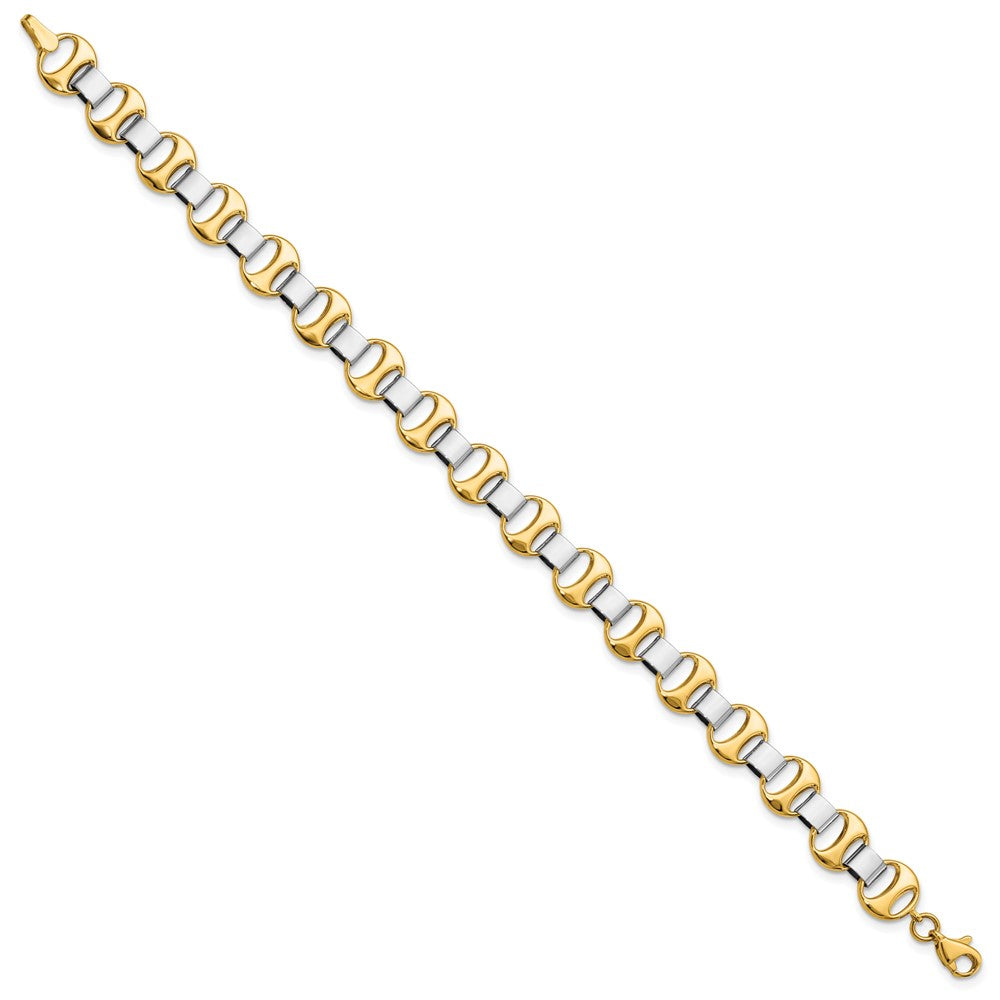FJC Finejewelers 14 kt Two Tone Gold Polished Fancy Link Bracelet 7.5 Inches x 9 mm