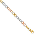 FJC Finejewelers 14 kt Tri Color Gold Tri-color Infinity Symbol Link Bracelet 7.5 Inches x 5 mm