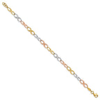 FJC Finejewelers 14 kt Tri Color Gold Tri-color Infinity Symbol Link Bracelet 7.5 Inches x 5 mm
