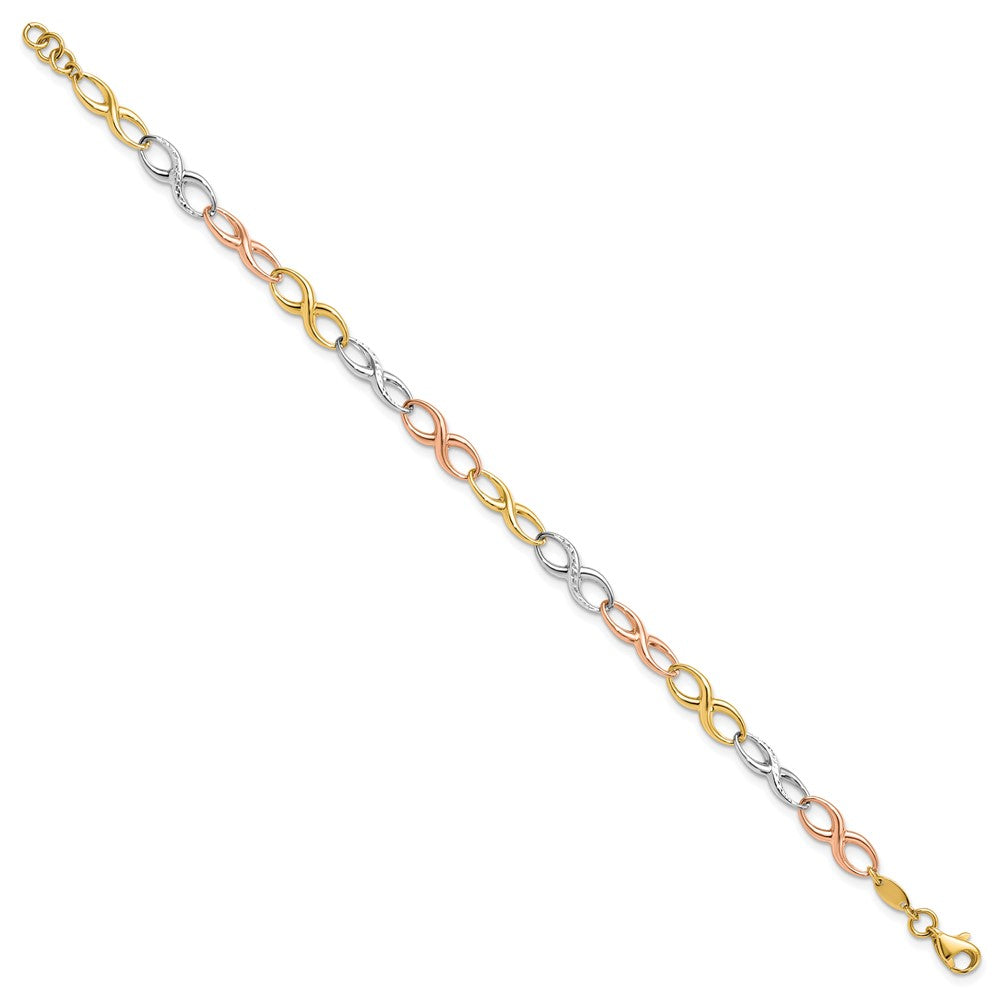 FJC Finejewelers 14 kt Tri Color Gold Tri-color Infinity Symbol Link Bracelet 7.5 Inches x 5 mm