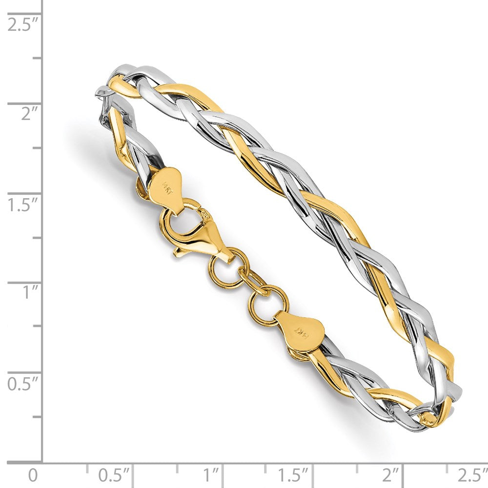 FJC Finejewelers 14 kt Two Tone Gold Link Polished Twisted Bracelet 5.5 mm