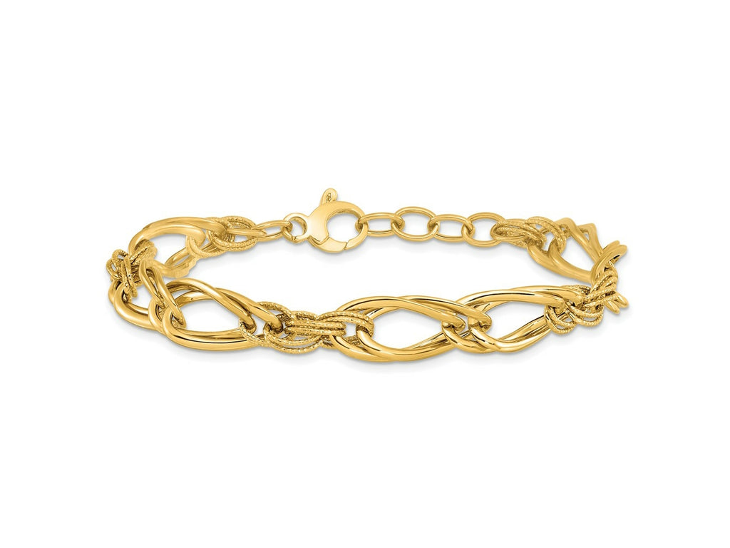FJC Finejewelers 14 kt Yellow Gold Polished Fancy Link Bracelet 8 Inches x 9 mm