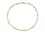 FJC Finejewelers 14 kt Two Tone Gold Other Chain Polished Fancy Link Anklet 10 Inches x 1 mm