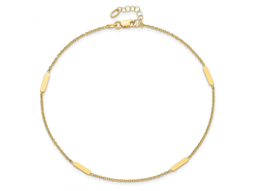 FJC Finejewelers 14 kt Yellow Gold Polished with 1 in ext. Anklet 10 Inches