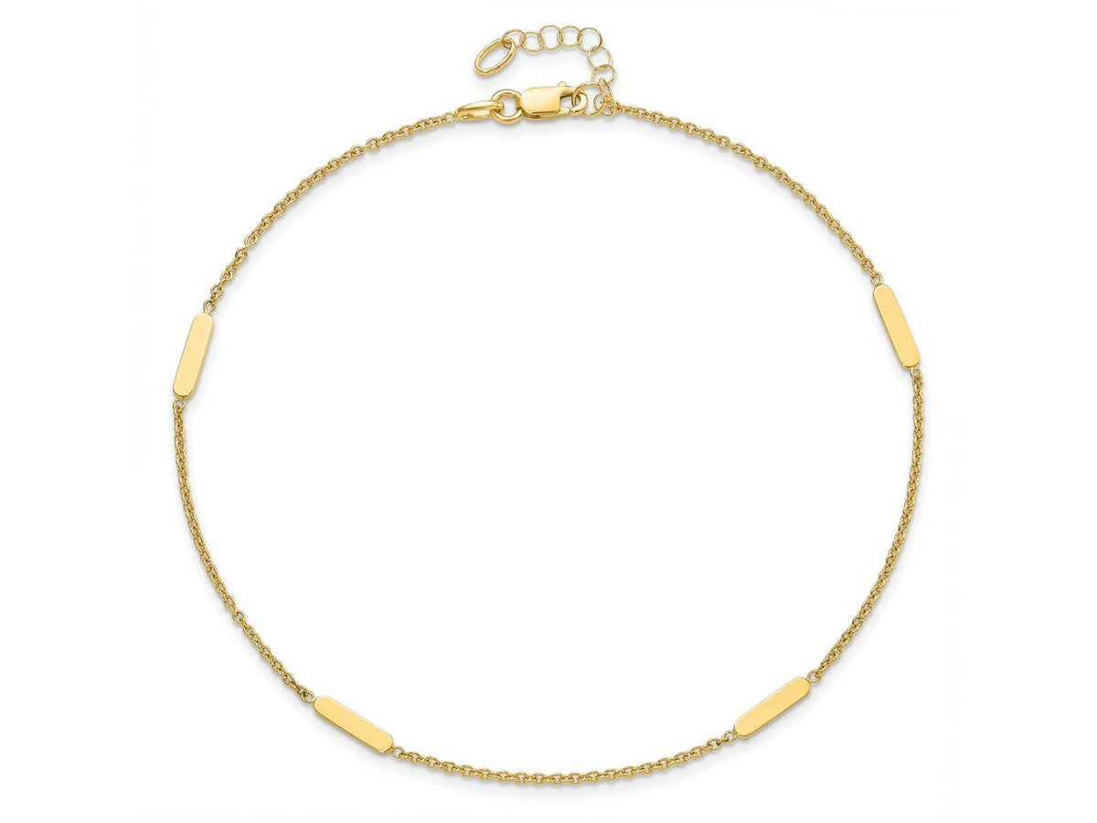 FJC Finejewelers 14 kt Yellow Gold Polished with 1 in ext. Anklet 10 Inches