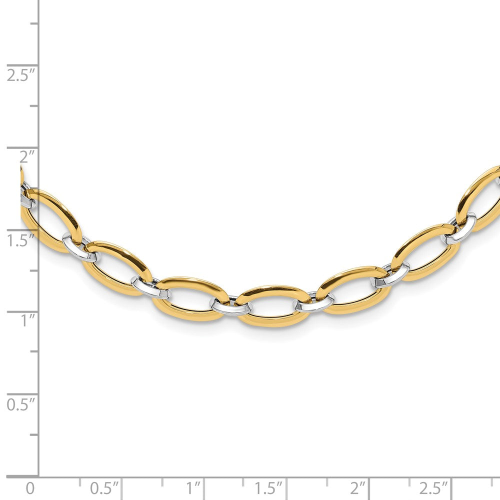 FJC Finejewelers 14 kt Two Tone Gold Link Polished with .25in ext. Necklace 18 Inches x 6 mm