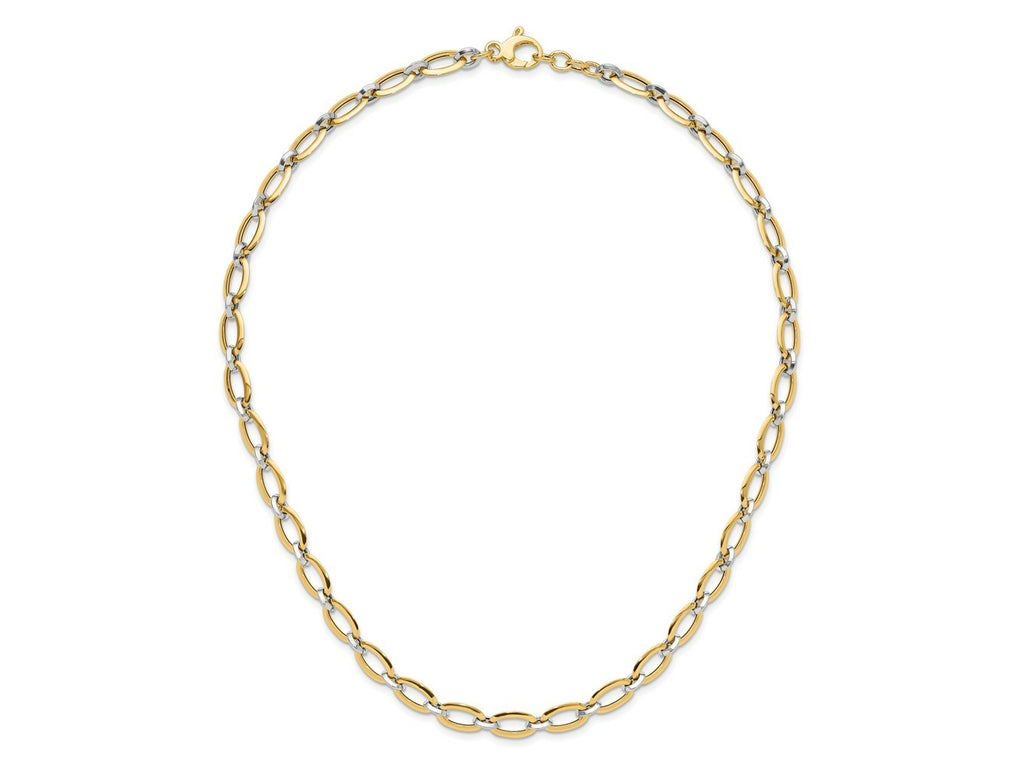 FJC Finejewelers 14 kt Two Tone Gold Link Polished with .25in ext. Necklace 18 Inches x 6 mm