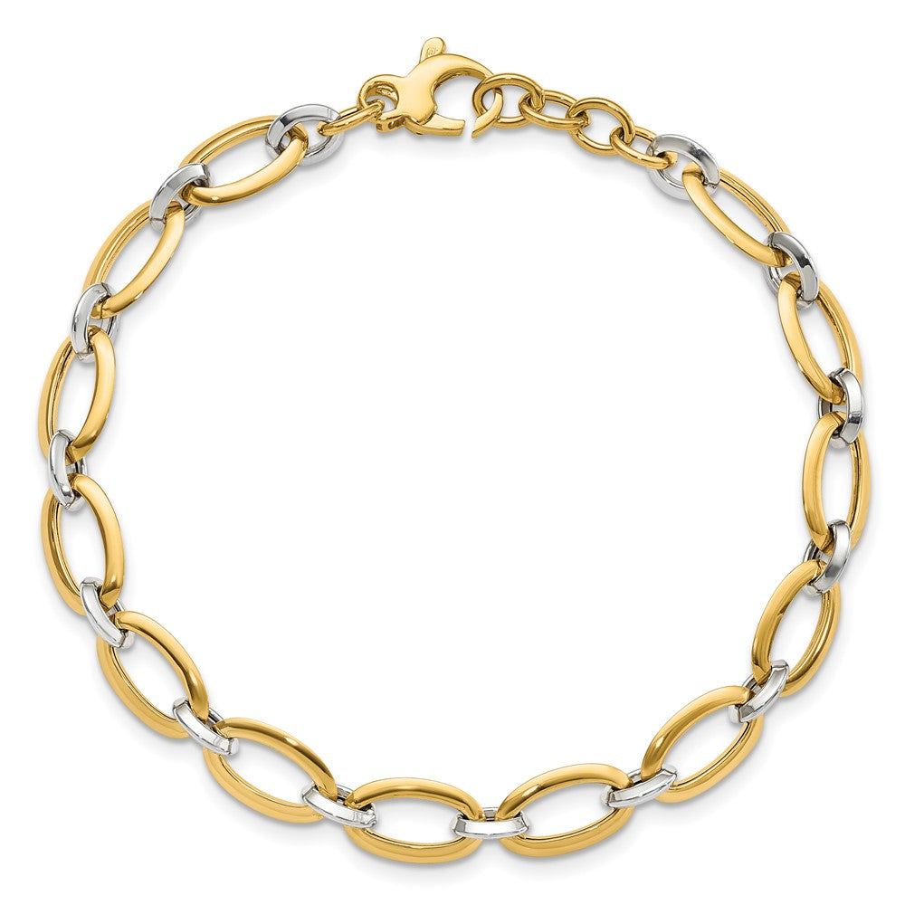FJC Finejewelers 14 kt Two Tone Gold Fancy Polished with .5in ext. Bracelet 7 Inches x 5.37 mm