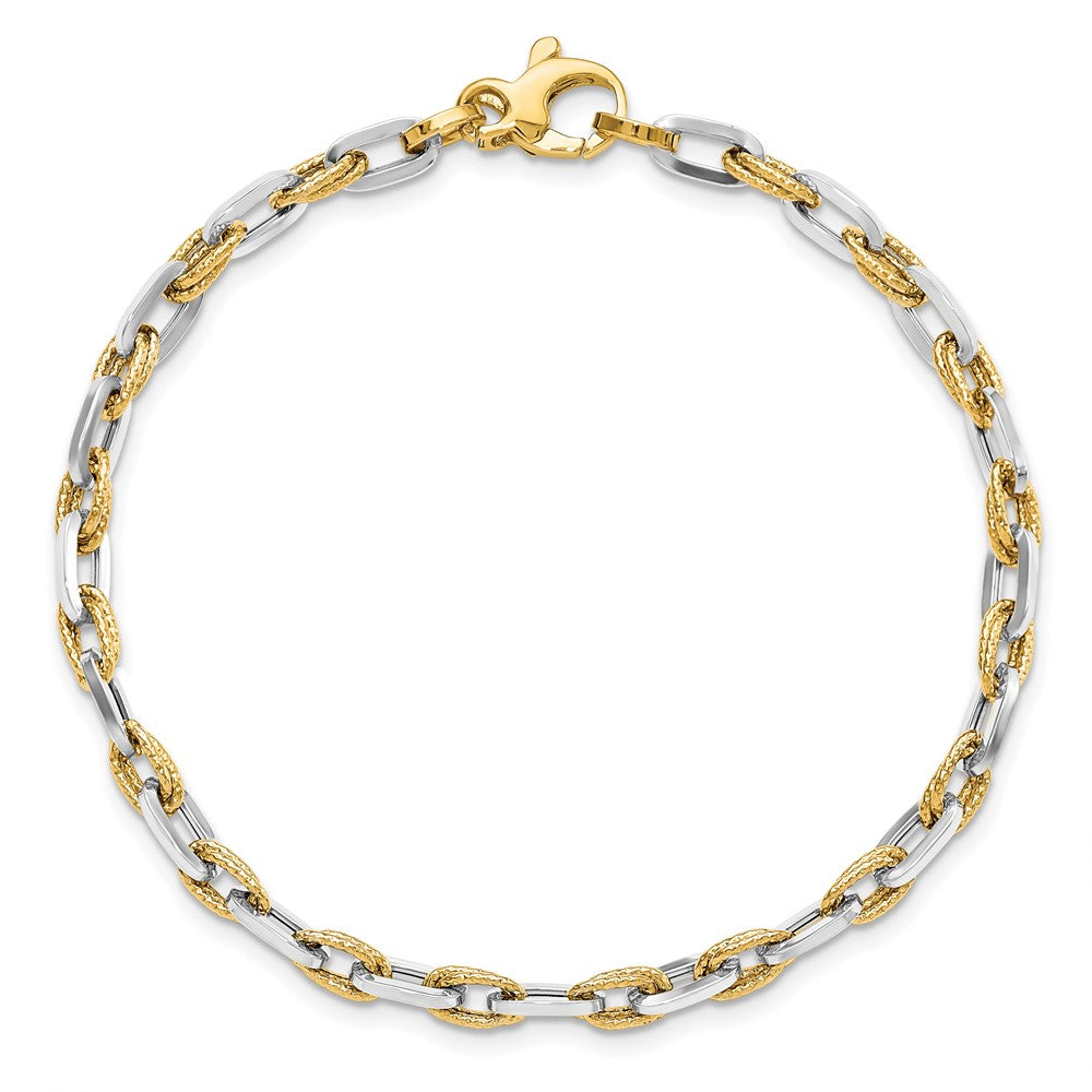 FJC Finejewelers 14 kt Two Tone Gold Link Polished Bright Cut Bracelet 7.5 Inches x 2.28 mm
