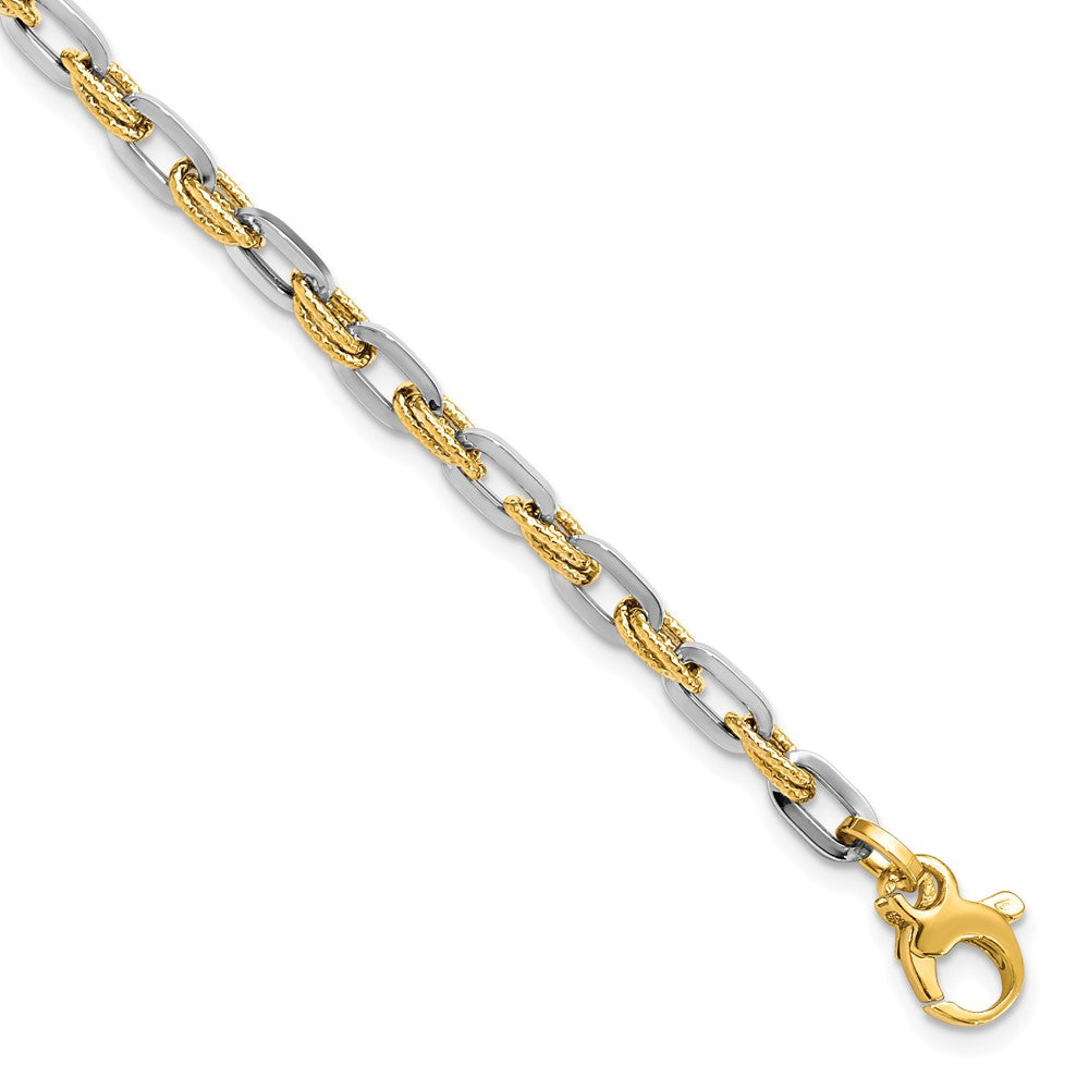 FJC Finejewelers 14 kt Two Tone Gold Link Polished Bright Cut Bracelet 7.5 Inches x 2.28 mm