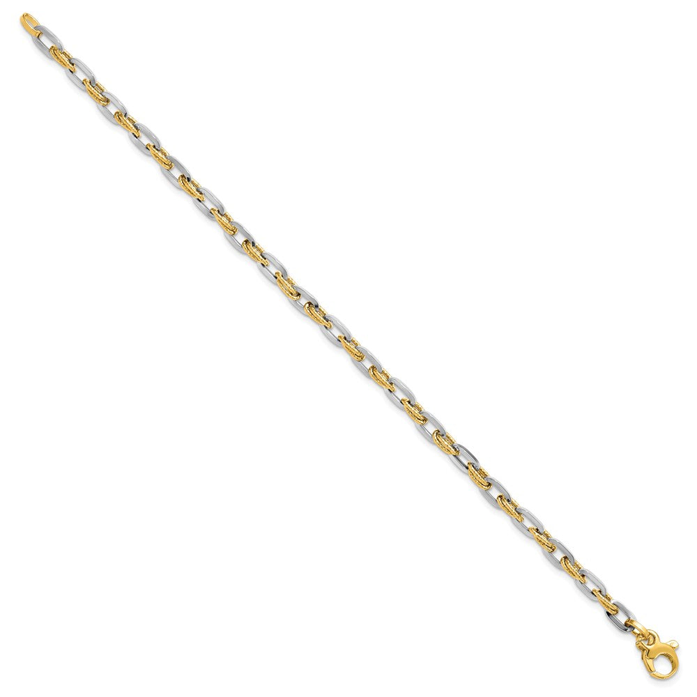 FJC Finejewelers 14 kt Two Tone Gold Link Polished Bright Cut Bracelet 7.5 Inches x 2.28 mm