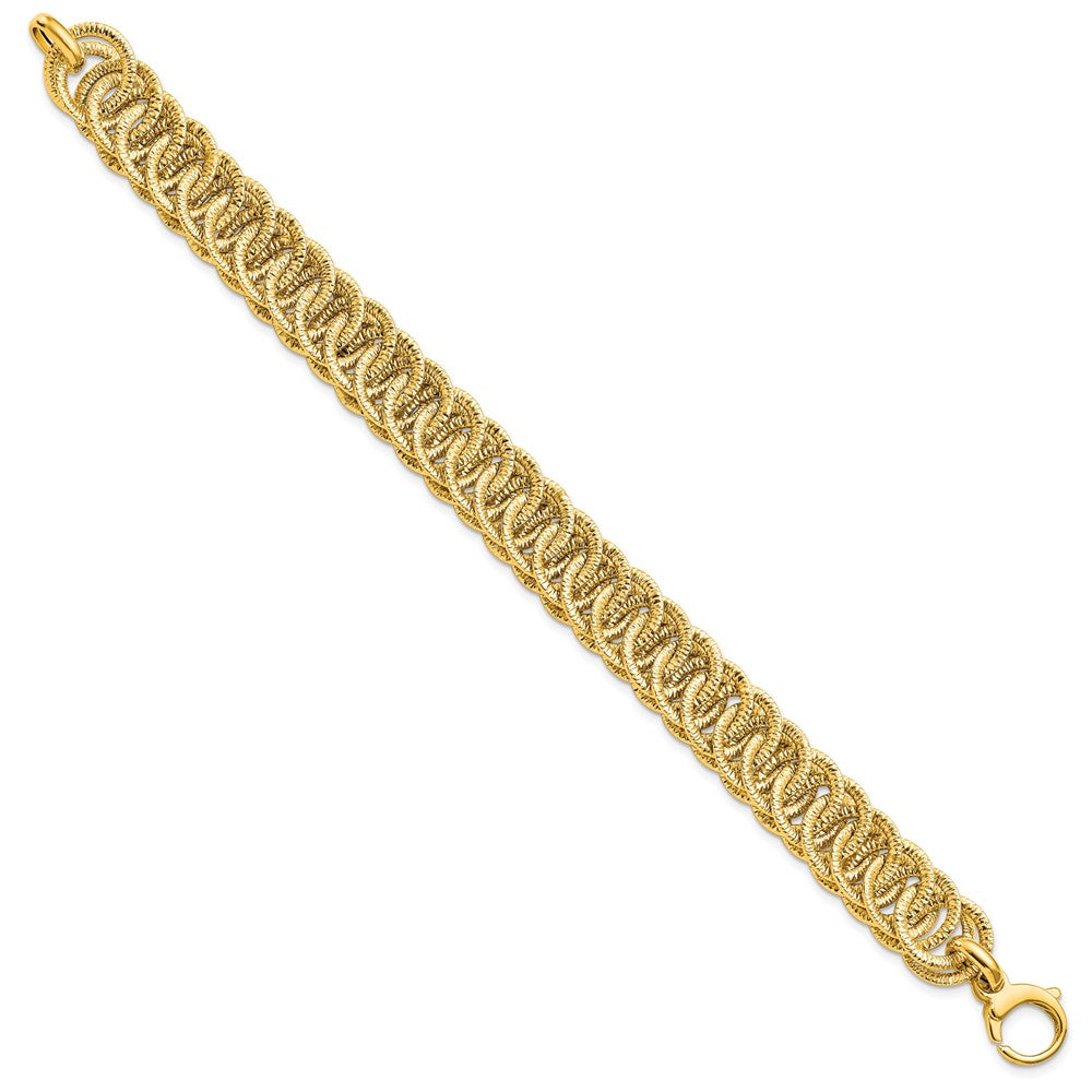 FJC Finejewelers 14 kt Yellow Gold Link Polished Bright Cut Reversible Bracelet 7.5 Inches x 10.67 mm