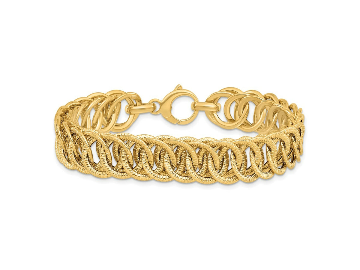 FJC Finejewelers 14 kt Yellow Gold Link Polished Bright Cut Reversible Bracelet 7.5 Inches x 10.67 mm