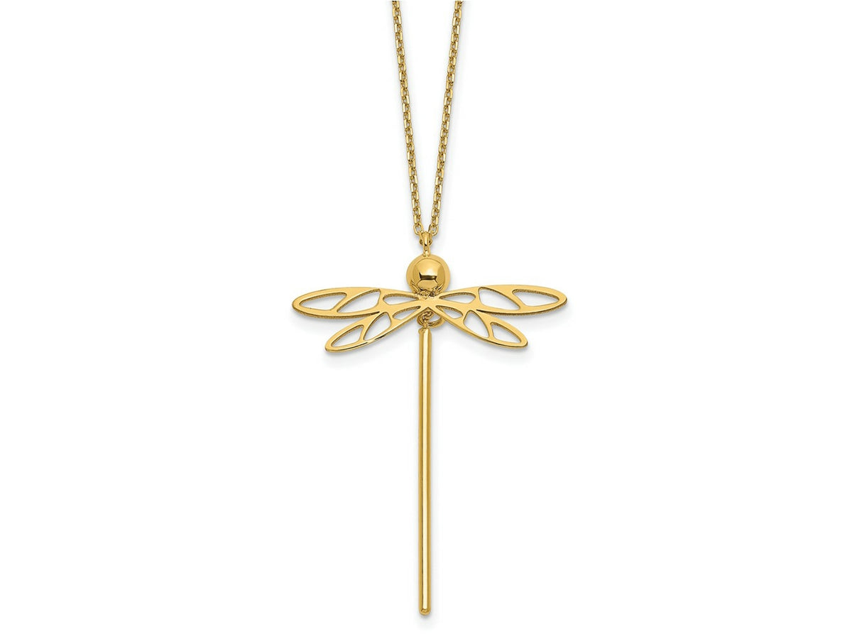 FJC Finejewelers 14 kt Yellow Gold Pendant Polished Dragonfly with 2 in ext. Necklace 16 Inches x 0 mm
