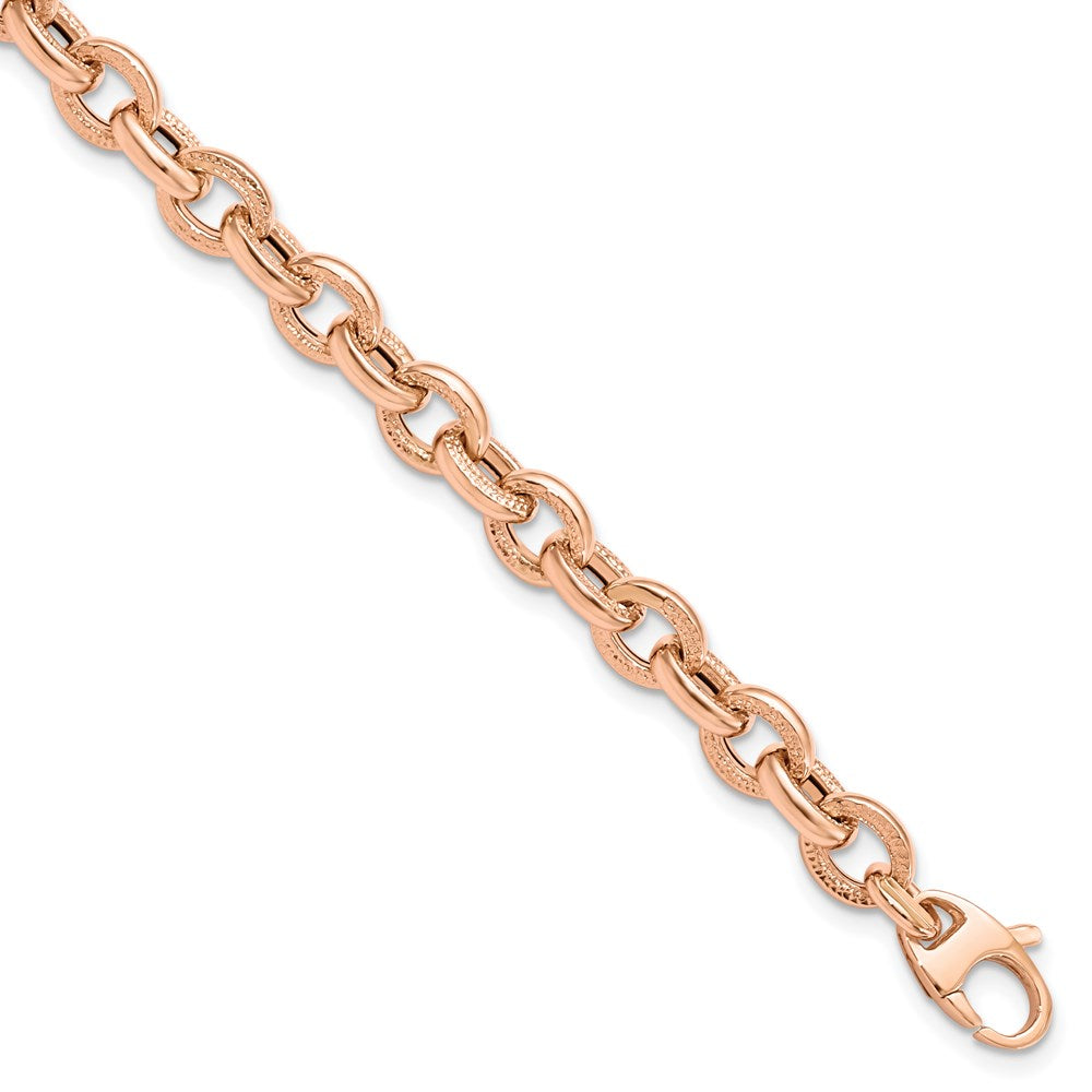 FJC Finejewelers 14 kt Rose Gold Textured Link Bracelet 7.5 Inches