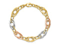 FJC Finejewelers 14 kt Tri Color Gold Tri-Color Polished Link Bracelet 7.25 Inches x 8.89 mm