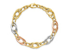 FJC Finejewelers 14 kt Tri Color Gold Tri-Color Polished Link Bracelet 7.25 Inches x 8.89 mm