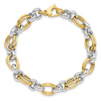 FJC Finejewelers 14 kt Two Tone Gold Fancy Polished Link Bracelet 7.5 Inches x 8.23 mm