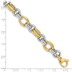 FJC Finejewelers 14 kt Two Tone Gold Fancy Polished Link Bracelet 7.5 Inches x 8.23 mm