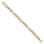 FJC Finejewelers 14 kt Two Tone Gold Fancy Polished Link Bracelet 7.5 Inches x 8.23 mm