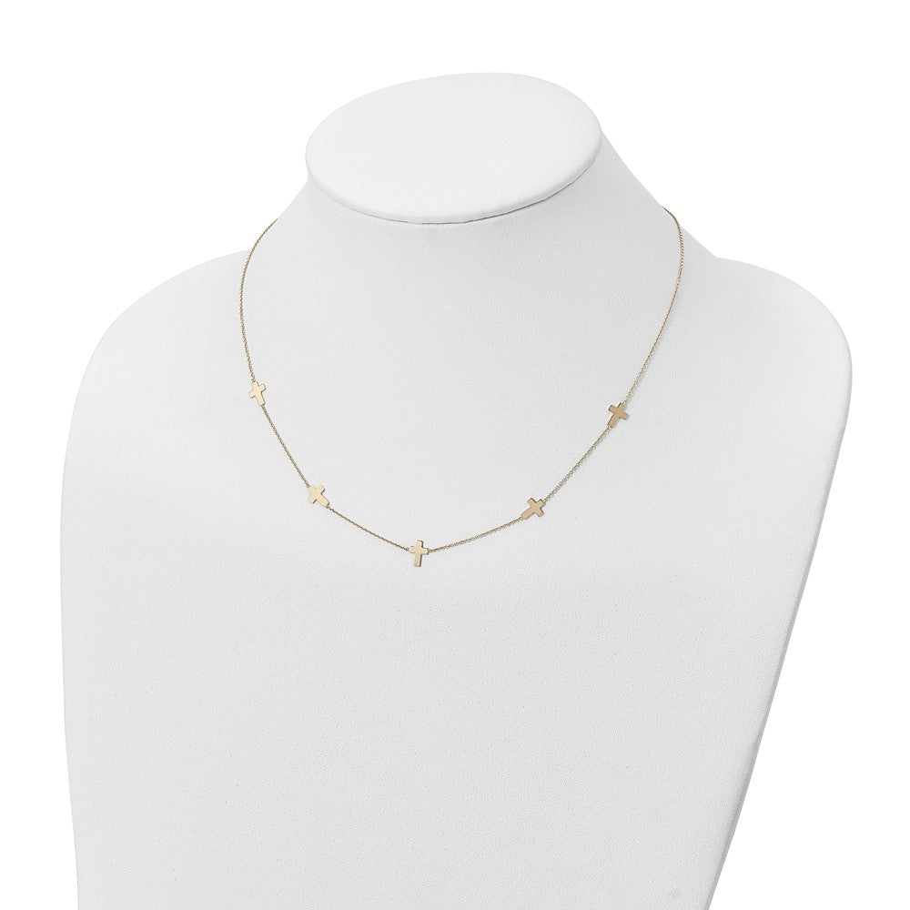 FJC Finejewelers 14 kt Yellow Gold Cable Polished Cross Necklace 18 Inches x 5 mm