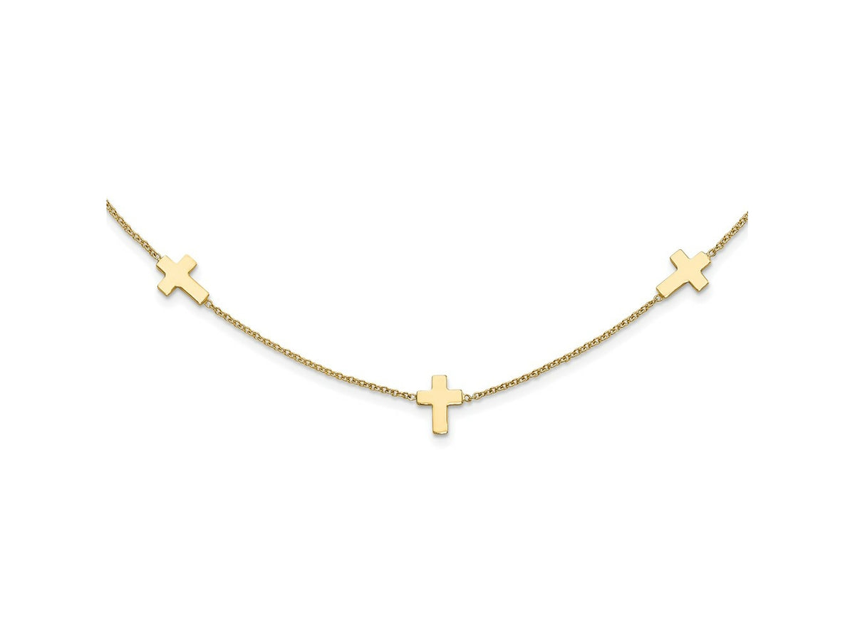 FJC Finejewelers 14 kt Yellow Gold Cable Polished Cross Necklace 18 Inches x 5 mm